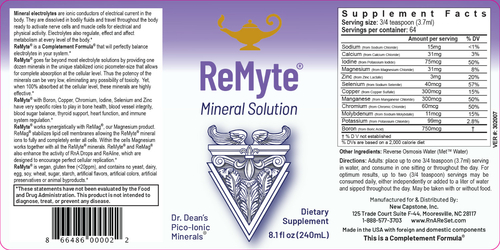 ReMyte - Minerálny roztok | Piko-ionový multiminerálny roztok Dr. Deanovej -  240ml