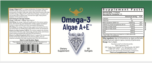 Omega-3 Algae A+E - Vegánske Omega-3 mastné kyseliny z rias s vitamínom A+E